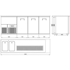 Refroidisseur de Bière à 3 Portes - 2 Robinets à Gauche - CombiSteel