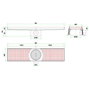 Afvoergoot - 891 x 200 mm - CombiSteel