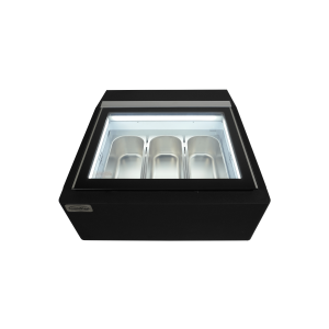 Black Countertop Ice Cream Display - Static - 3 x 5 L - Customer Side - CombiSteel