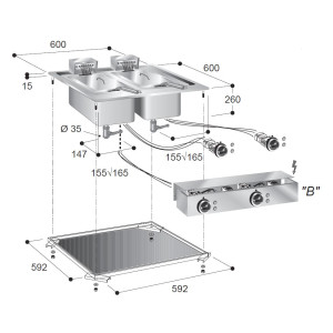 Einbau-Elektrofritteuse Drop-In - 2 x 10 L - CombiSteel