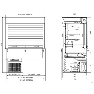 Drop-In Cubic Wall Refrigerated Display Case - L 1440 x D 720 mm - CombiSteel