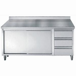 Edelstahl-Unterschrank mit Aufkantung GN 1/1 - 2 Türen und 3 Schubladen - L 2000 x T 700 mm - CombiSteel