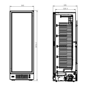 Schwarzer Negativ-Kühlschrank - Glastür - 382L - CombiSteel