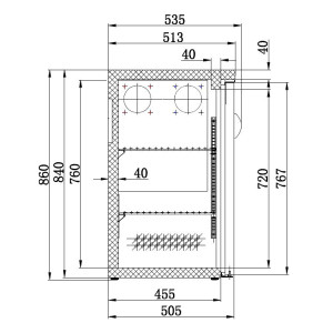 Achterbar Koelkast 2 Deuren 350 L - Combisteel - Zwart - CHR