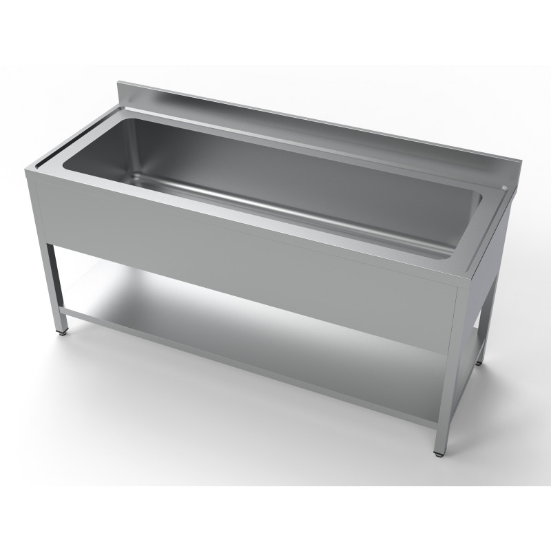 Plonge 1 Bak Inox - 1800x700mm, Achterwand & Plank - CombiSteel