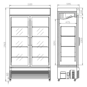 Koelvitrine voor Dranken 2 Glazen Deuren - 750 L - CombiSteel