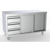 Stainless Steel Low Cabinet GN 1/1 - 2 Doors and 3 Drawers on the Left - L 2000 x D 700 mm - CombiSteel