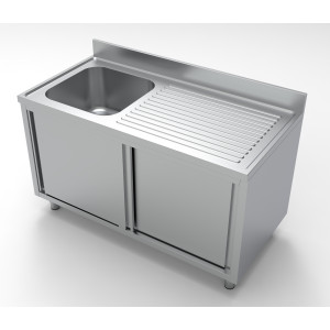 1 Basin Sink Unit and Drainer on the Right - Sturdy Stainless Steel