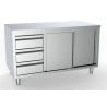 Stainless Steel Base Cabinet - 2 Doors and 3 Drawers on the Left - L 1800 x D 700 mm - CombiSteel