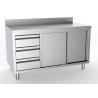 Edelstahl-Unterschrank mit Aufkantung - 2 Türen und 3 Schubladen links - L 1800 x T 700 mm - CombiSteel