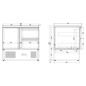 Compact Positive Refrigerated Table - 1 Door and 2 Drawers - 257 L - CombiSteel