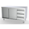 Meuble Inox Bas avec 2 Portes et 3 Tiroirs - CombiSteel, Acier Inoxydable AISI 430