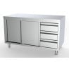 Stainless Steel Low Cabinet with 2 Doors and 3 Drawers - CombiSteel, Stainless Steel AISI 430