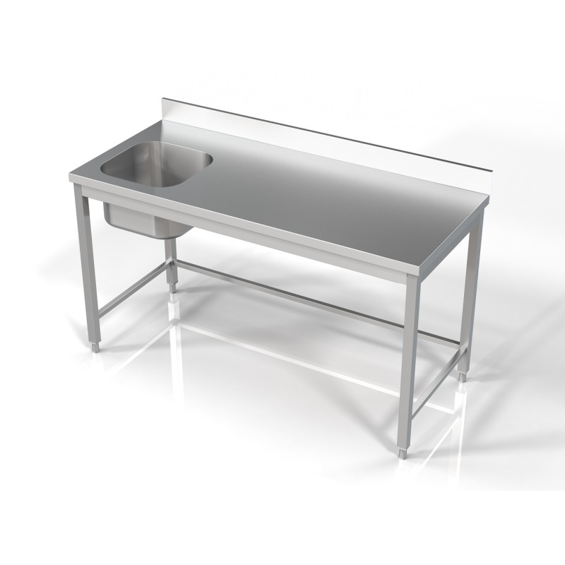 Sink 1 Basin with Backsplash - L 1600 x D 700 mm - CombiSteel