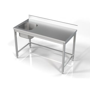 Sink 1 Basin on the Left with Backrest - L 1400 x D 700 mm - CombiSteel