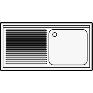 Spoelbak 1 Bak en Afdruiprek aan de Linkerkant met Achterwand en Demontabele Plank - L 1200 x D 600 mm - CombiSteel