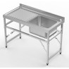 Klappbare Spüle 1 Becken und Abtropffläche links mit Rückwand - L 1200 x T 600 mm - CombiSteel