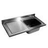 Sink 1 Bowl and Drainer on the Left with Backsplash - L 1200 x D 600 mm - CombiSteel