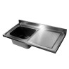 Sink 2 Bowls and Drainer on the Right with Backsplash - L 2000 x D 600 mm - CombiSteel