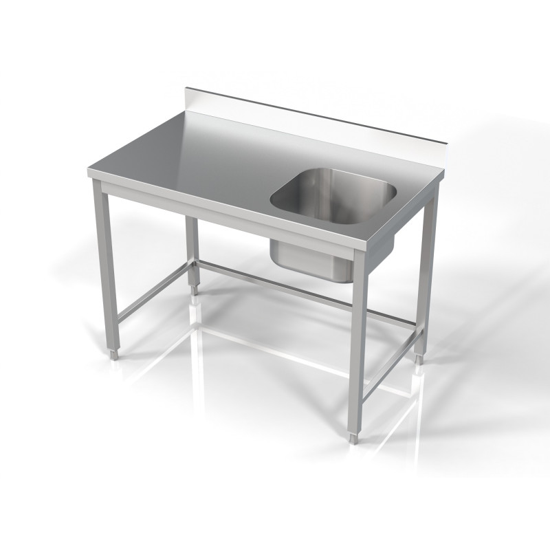 Sink 1 Basin on the Right with Backsplash - L 1200 x D 700 mm - CombiSteel