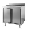 Meuble Inox Bas à 2 Portes Battantes avec Dosseret - L 800 x P 700 mm - CombiSteel