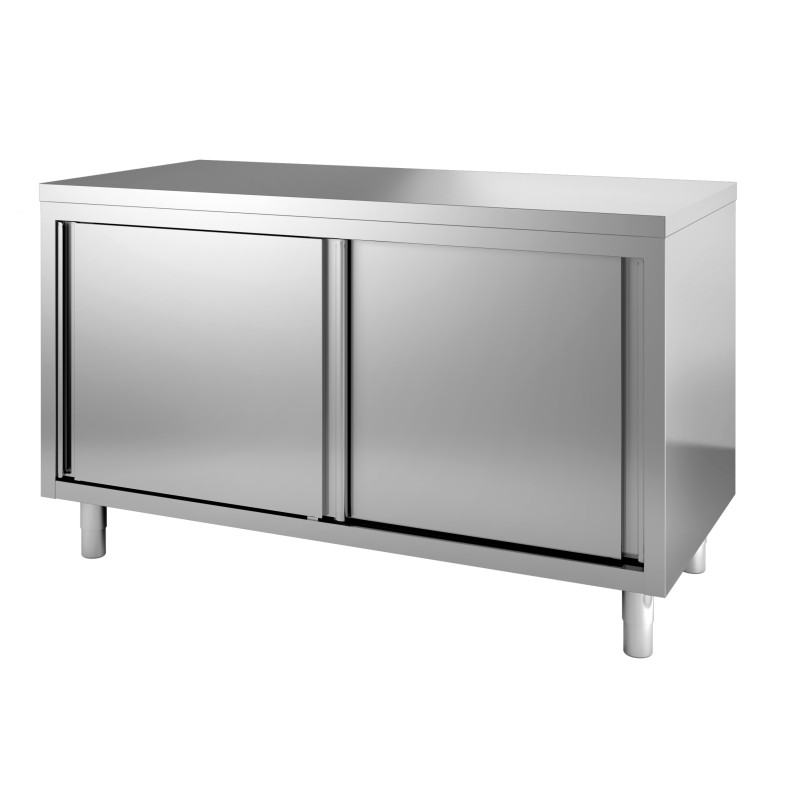 Meuble Inox Bas à 2 Portes Coulissantes - L 1000 x P 700 mm - CombiSteel