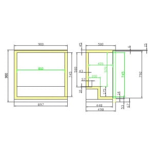 Rückkühlschrank mit 2 Flügeltüren - 198 L Schwarz CombiSteel