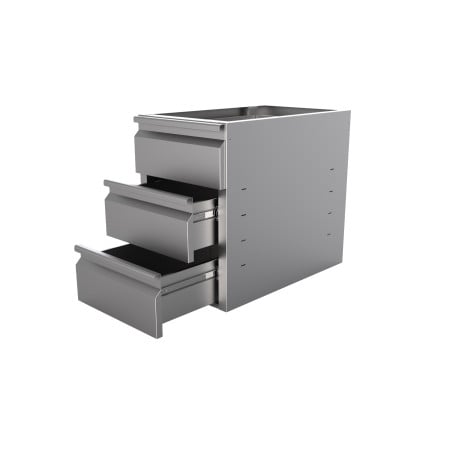 Block 3 Stainless Steel Drawers - Combisteel, Large Storage Capacity