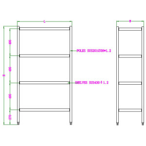 4-Tier Detachable Shelf - L 1000 x D 500 mm - CombiSteel