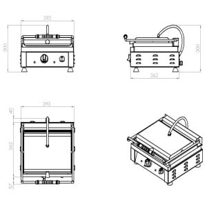 Grill Panini Combisteel - Grooved Stainless Steel Plates