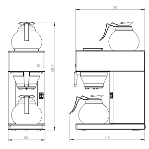 CombiSteel Kaffeemaschine mit 2 Kannen - 1,8 L | Professionell aus Edelstahl