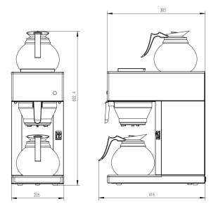 Machine à Café CombiSteel avec 2 Verseuses - 1,8 L | Professionnelle en Acier Inoxydable