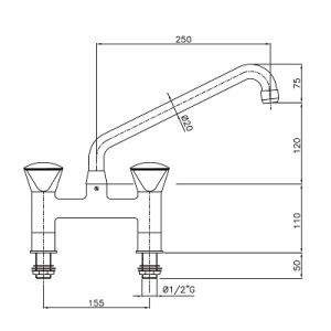 CombiSteel Two-Hole Faucet - Robust Kitchen Mixer