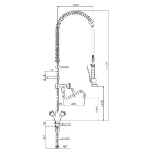 Robuuste en efficiënte monotrou vaatdouche - CombiSteel.