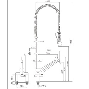 Douchette Vaatwasser Bi-Gat CombiSteel - Professionele efficiëntie