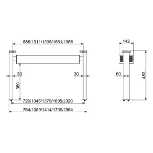 Rampe mit LED-Beleuchtung - Combisteel GN 2/1