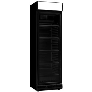 Black Glass Door Beverage Refrigerated Cabinet with Canopy - 382 L