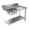 Edelstahl-Versorgungstisch CombiSteel 1200x750 mm mit Regal und Aufkantung