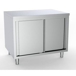 Robust stainless steel low cabinet - Sliding doors - 2000x700 mm