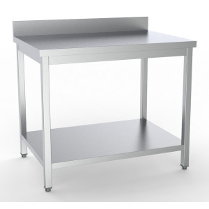 Stainless Steel Table with Backsplash and Shelf - L 2000 x D 600 mm