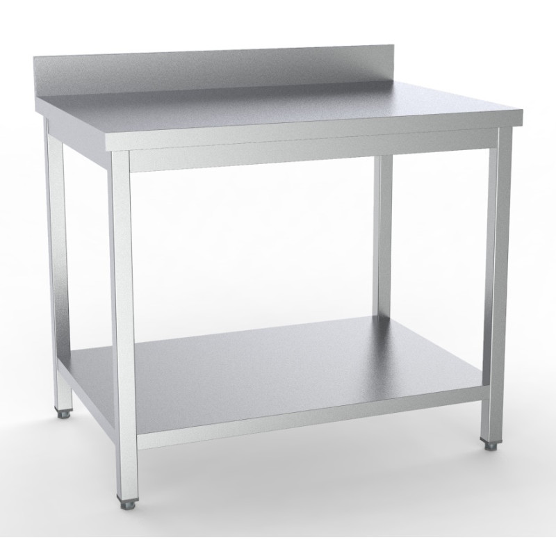 Table Inox avec Dosseret et Etagère - L 900 x P 600 mm