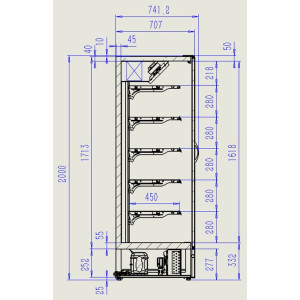 Wandkoelvitrine Marco 3 Deuren 1939 L CombiSteel - Optimale Verse Opslag