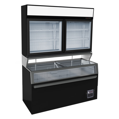 Wandvitrine und Supermarkt-Sideboard - 948 L CombiSteel | Energieeffiziente Kühlung