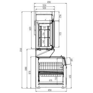 Wandvitrine en Witte Dressoir Combisteel - 948 L | Prestaties Koeling