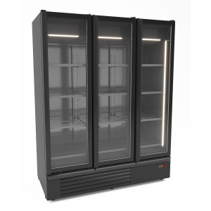 Positive Kühlschrank Schwarz - 2 Glastüren - 1555 L - CombiSteel