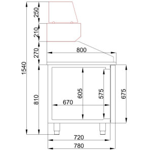 Pizza-Möbel mit 1 Tür und 5 Schubladen - 380 L - CombiSteel