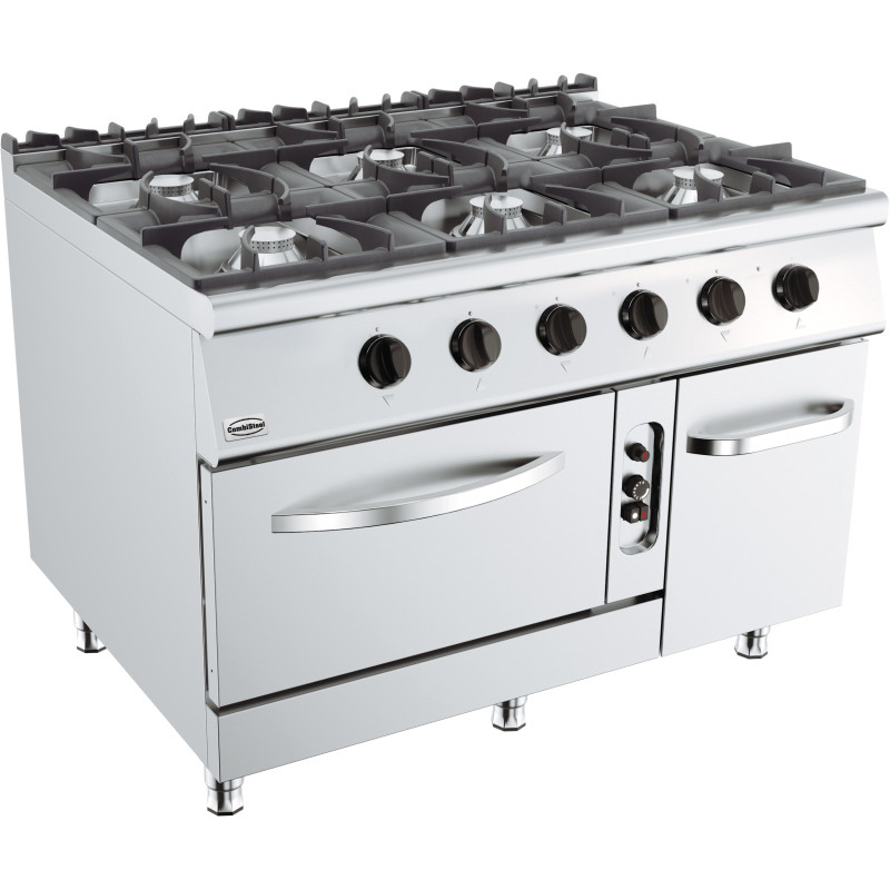 Gaskookplaat Basis 900 6 Branders en Oven - Merk CombiSteel