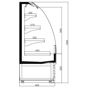 Positieve Koelvitrine Gebogen - 380 L - CombiSteel, Elegantie en Prestaties