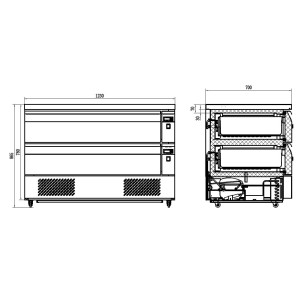 Positiv/Negativ Gekühlter Unterbau - 6 GN 1/1 - 265L - CombiSteel