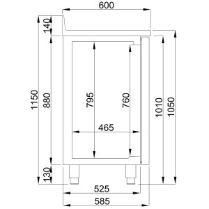 Positive Kühltisch GN 1/1 mit 2 Türen und 1 Kaffeeschublade - CombiSteel